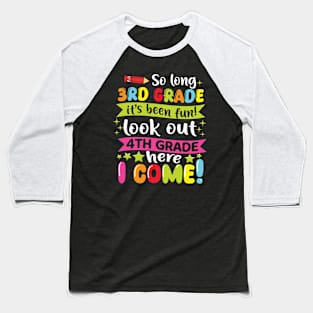 Kids So Long 3rd Grade Graduation 4th Grade Here I Come 2024 Baseball T-Shirt